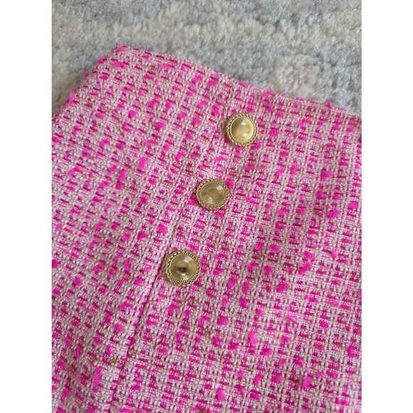 Lilly Pulitzer Kels Mini Skirt In Pink Palms Fantasy Tweed Size 12 - Picture 2 of 5